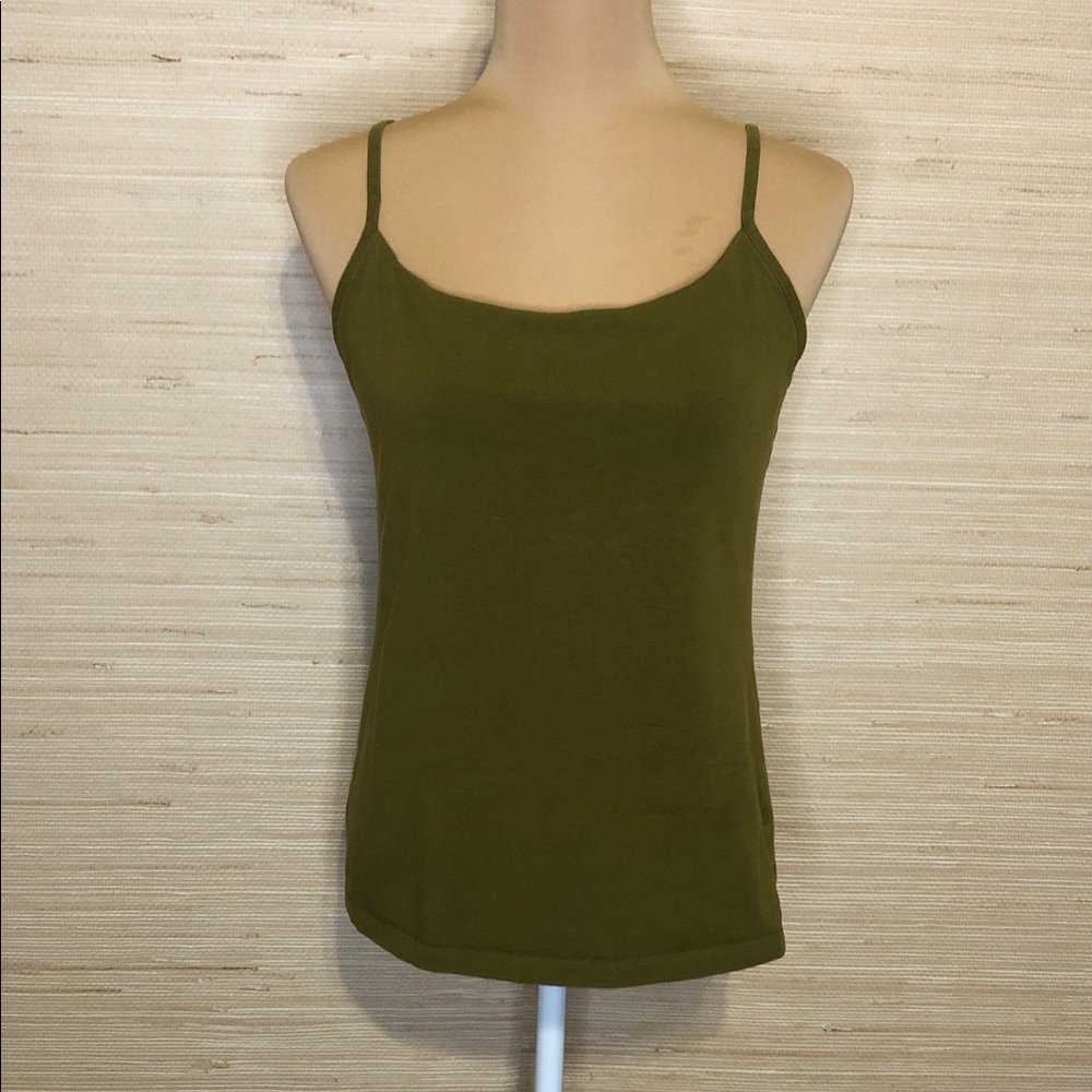 Oscar de la Renta Olive Green Women's Camisole Top with Built in Bra size Large